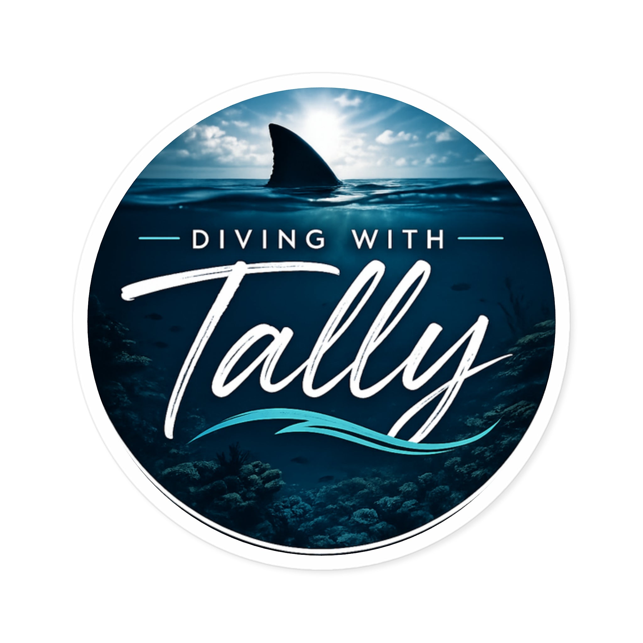 Diving with Tally Round Sticker | Logo